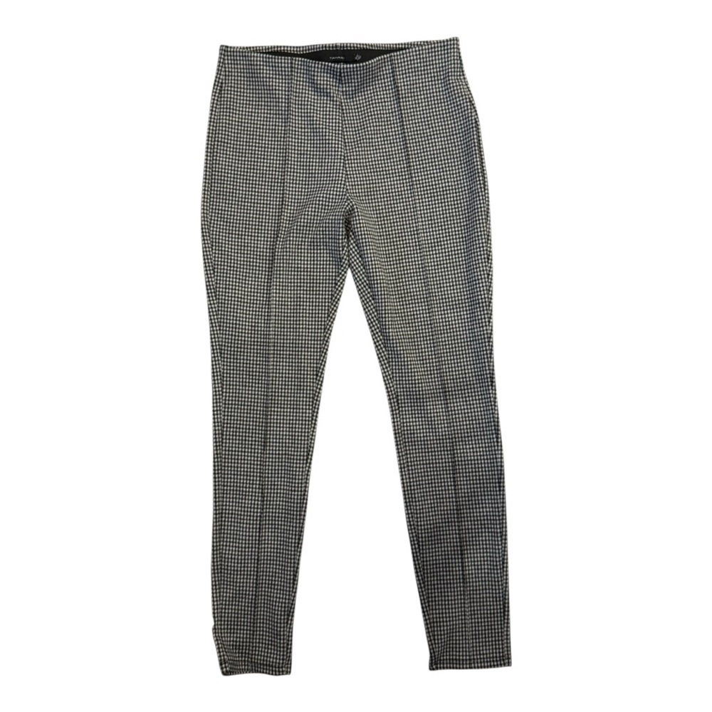 Tahari Houndstooth Legging Pants Size L Stretch Waist Front Seam Detail